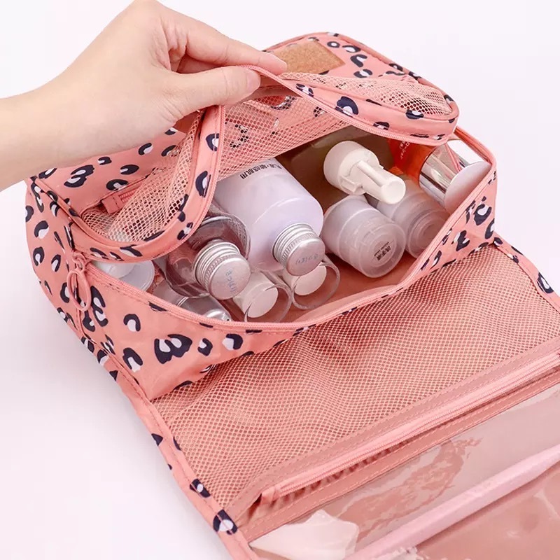 Ginzeal Travel polyester nylon PVC  bag Cosmetic Bag Women Make Up Pouch Waterproof Toiletries Beauty Ladies Bathroom Makeup bag