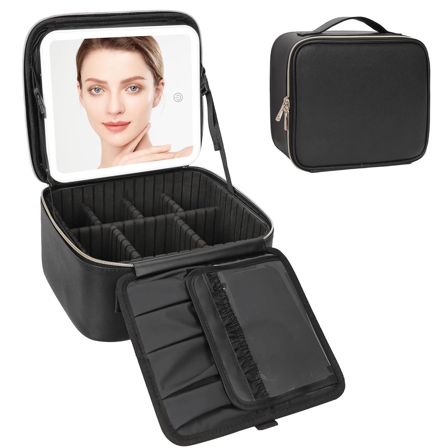 Travel Tote Bags Cotton Black Wholesale Clear Silicone Pu Leather Custom Plastic Zipper Mini Suitcase Shape Cosmetic Makeup Bag