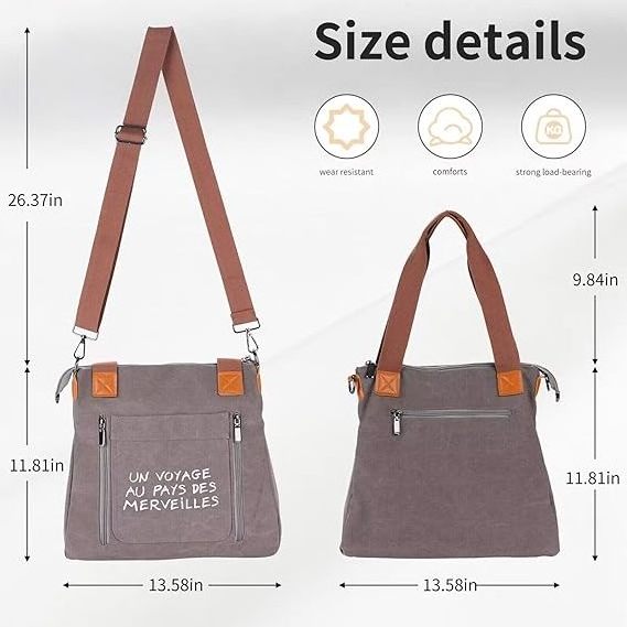 Ginzeal Cotton Tote Bag Women Canvas Travel Everyday Work Bag Canvas Tote Purses Crossbody Casual Day Bags With Zipper