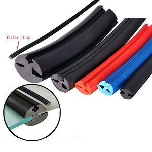 Boat Window Rubber Seal Locking Gasket for Windshield and Windows Cars, Heavy Equipment Glazing Channel  with black filler strip