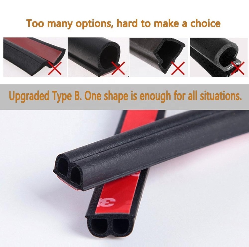 Self Adhesive Automotive Rubber Weather Draft Seal Strip Weatherstrip For Car Window Door Soundproofing Engine Cover(B shape)