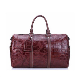 High Quality Crocodile Ladies And Men Large Duffel Travel Leather Bag