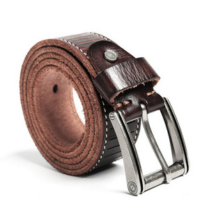 Classic Vintage Custom High Quality Luxury Brand Cowhide Men's Alloy Slide Buckle Belt Durable Genuine Cow Leather Belt for Men