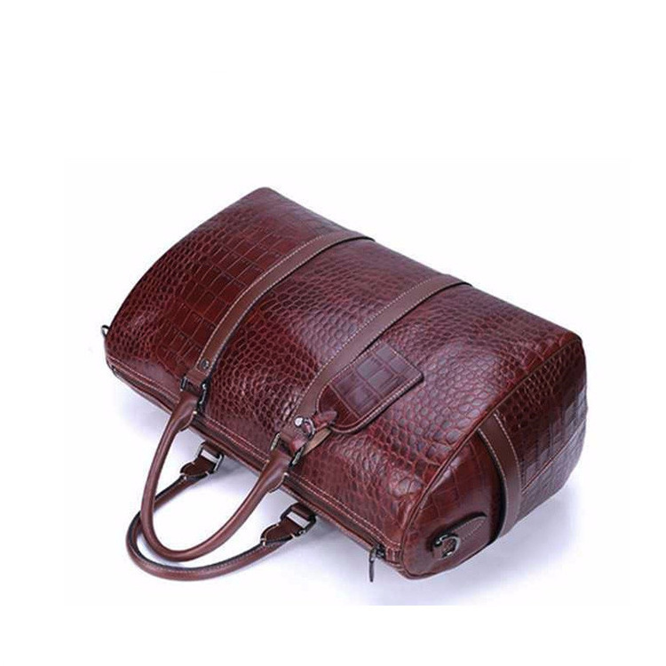 High Quality Crocodile Ladies And Men Large Duffel Travel Leather Bag