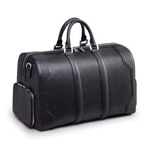 OEM Custom New Design Large Capacity Travel Overnight Bag Business Men Luxury leather duffel bag with shoe storage custom