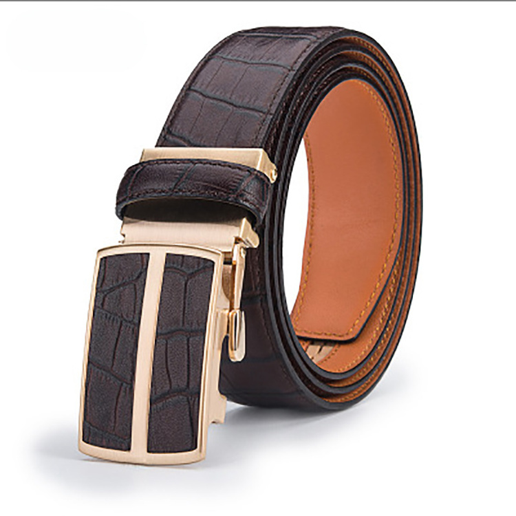 High End Top Layer Leather Belt Casual Business  Automatic Buckle Belt for men