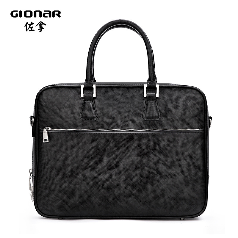 Premium Black Saffiano genuine leather Men's Business bag top quality Laptop Bag city Briefcase durable office bag