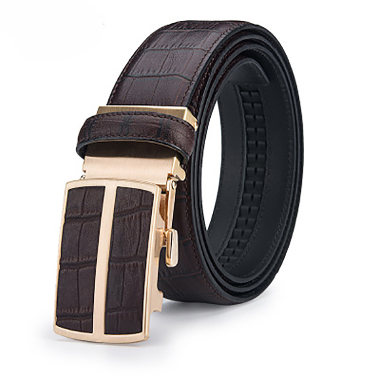 High End Top Layer Leather Belt Casual Business  Automatic Buckle Belt for men