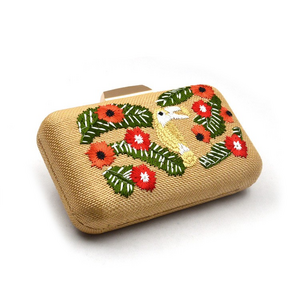 Sustainable Eco Friendly Embroidery Evening Purse Women Wholesale Custom Canvas Floral Print Clutch Bag For Ladies High Quality