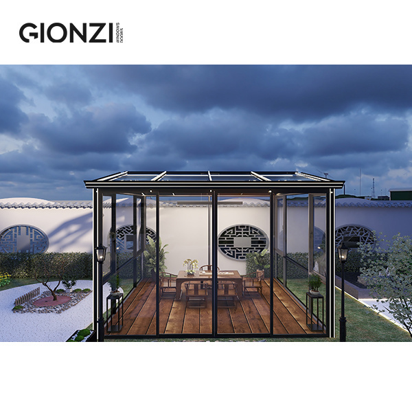 GIONZI Gazebo Greenhouse Sunroom For Outside Lounge Garden Meeting Dinning Activity Glass House