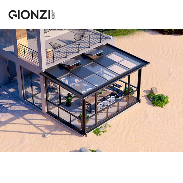 GIONZI Free Standing Villa house sunrooms winter garden glass houses aluminium triangle sunroom