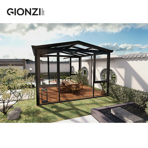 GIONZI Gazebo Greenhouse Sunroom For Outside Lounge Garden Meeting Dinning Activity Glass House