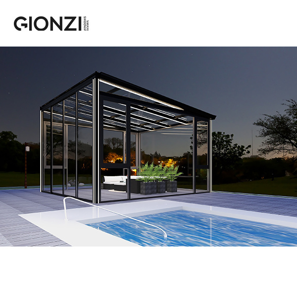 GIONZI Free Standing Villa house sunrooms winter garden glass houses aluminium triangle sunroom