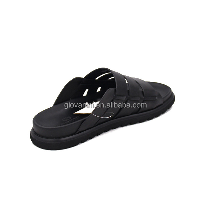 Leather Arabic Mens Casual Slippers OEM Custom Service Top Level Men PU GENUINE Leather Rubber Summer Woman Beach Shoes Spring