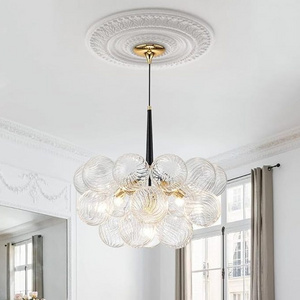 Modern bubble ball rotating glass chandelier Dia24 inches White and clear globe blown glass small ceiling light fixture