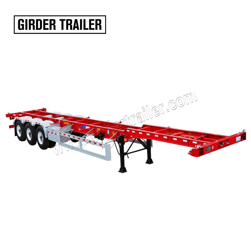 Liangshan Container Trailer Manufacturer 2 Axles 3 Axles 20 Foot 40 Feet skeleton Semi Trailer Chassis With Twist Locks