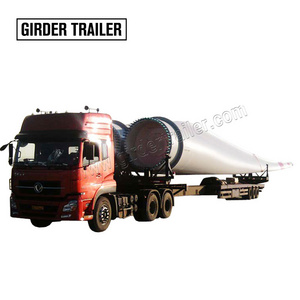 Renewable generation wind turbine flabellum stretch telescopic 3 axles windmill transporting flatbed semi truck trailer for sale