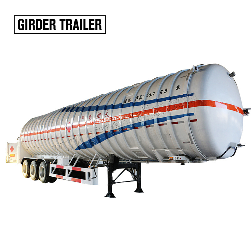 Tri axles 55cbm truck liquid oxygen CO2  cryogenic gas liquid nitrogen tank semi trailer for sale