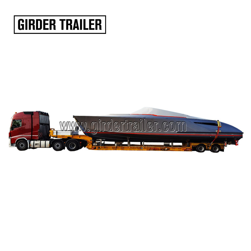 Heavy duty draw bar type low profile submersible rectangular light lowbed ship transport towing semi trailer for sale