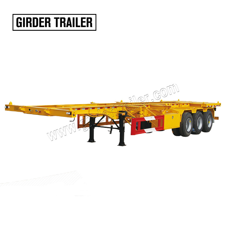 Good price 2/3 axles 20 ft 40 ft 60 tons 70 tons container delivery skeleton chassis truck semi trailer for sale in India