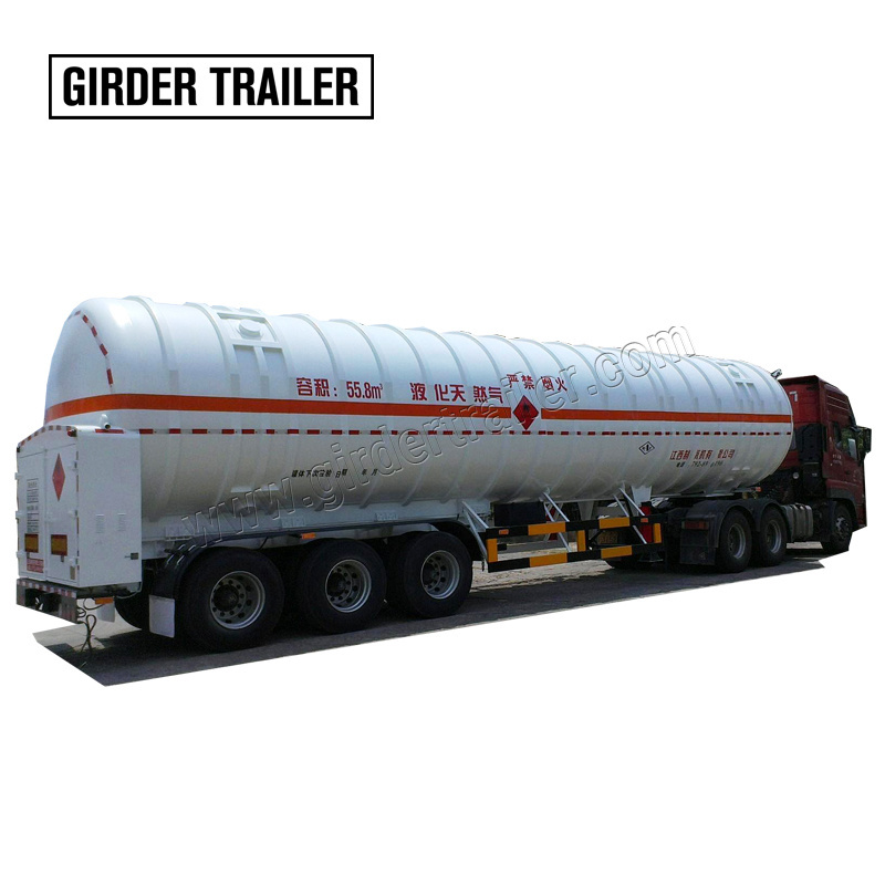 Tri axles 55cbm truck liquid oxygen CO2  cryogenic gas liquid nitrogen tank semi trailer for sale