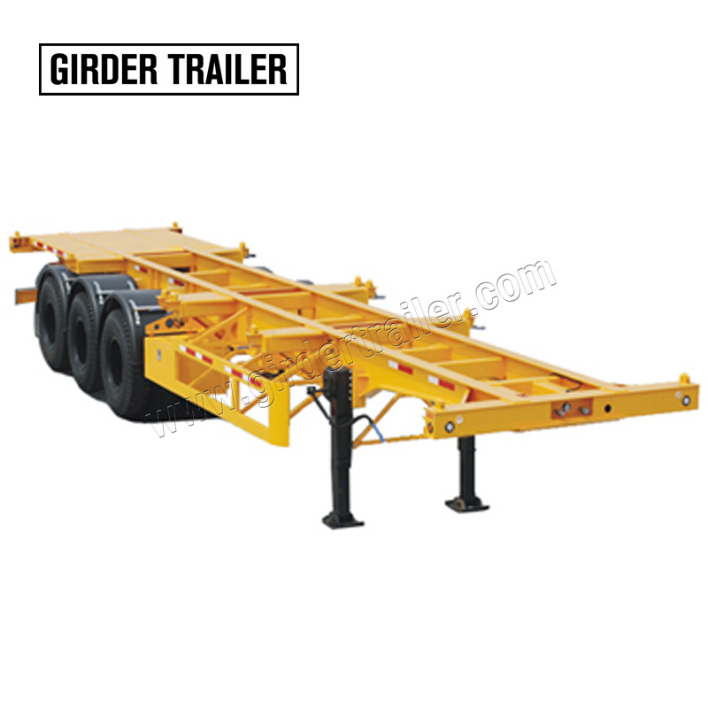 Good price 2/3 axles 20 ft 40 ft 60 tons 70 tons container delivery skeleton chassis truck semi trailer for sale in India