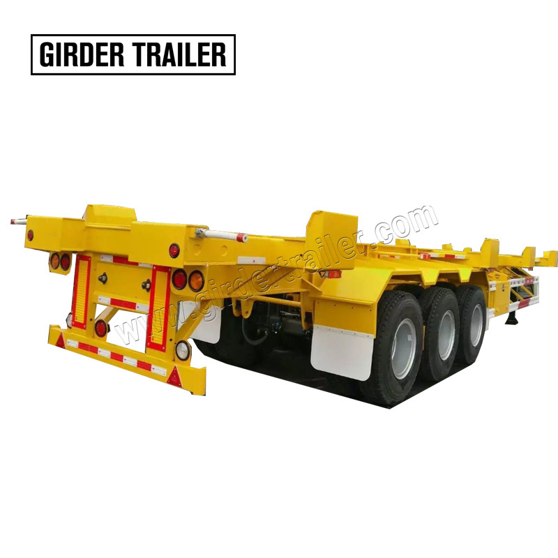 Double axles 65tons skeleton transporting port yard 45ft container bomb cart terminal semi trailer for sale