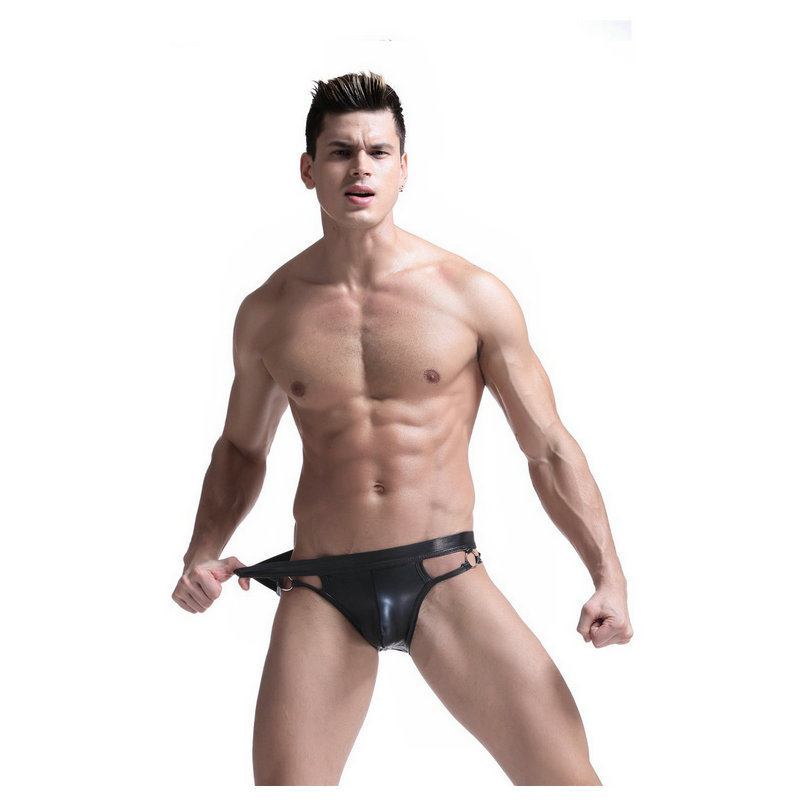 Gay men  PU leather sexy G strings thongs sexy underwear panty