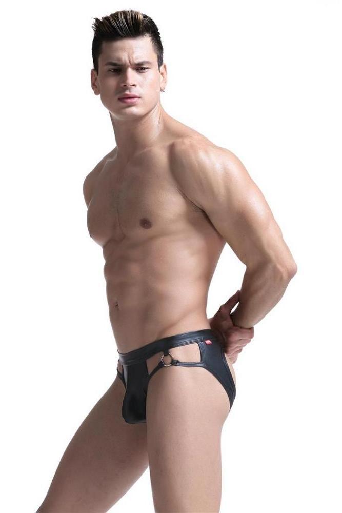 Gay men  PU leather sexy G strings thongs sexy underwear panty