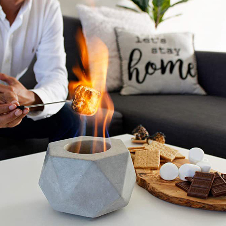 Concrete Tabletop Fire Pit Fire Bowl Mini Personal Fireplace for Indoor and Outdoor