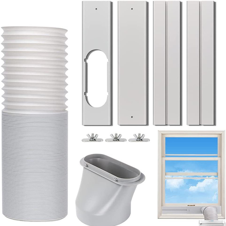 17Inch PVC Four plates with Exhaust Hose and Adaptor ac window vent Portable Air Conditioner Window Kit