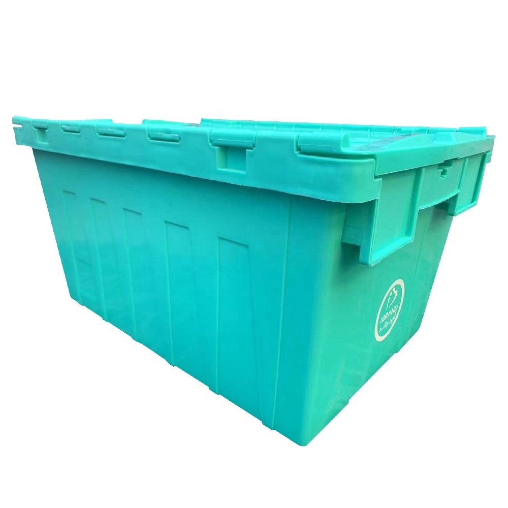 56L heavy duty containers big plastic storage box with hinged lid