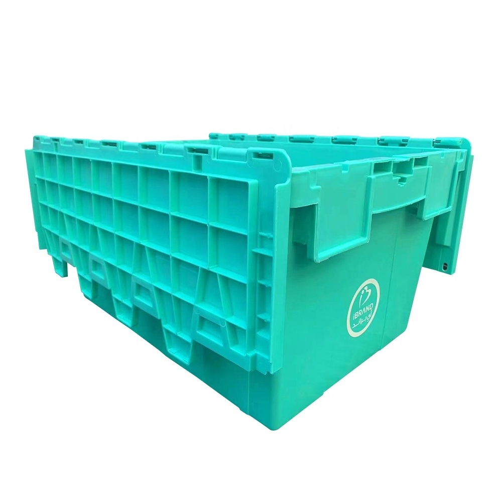 56L heavy duty containers big plastic storage box with hinged lid