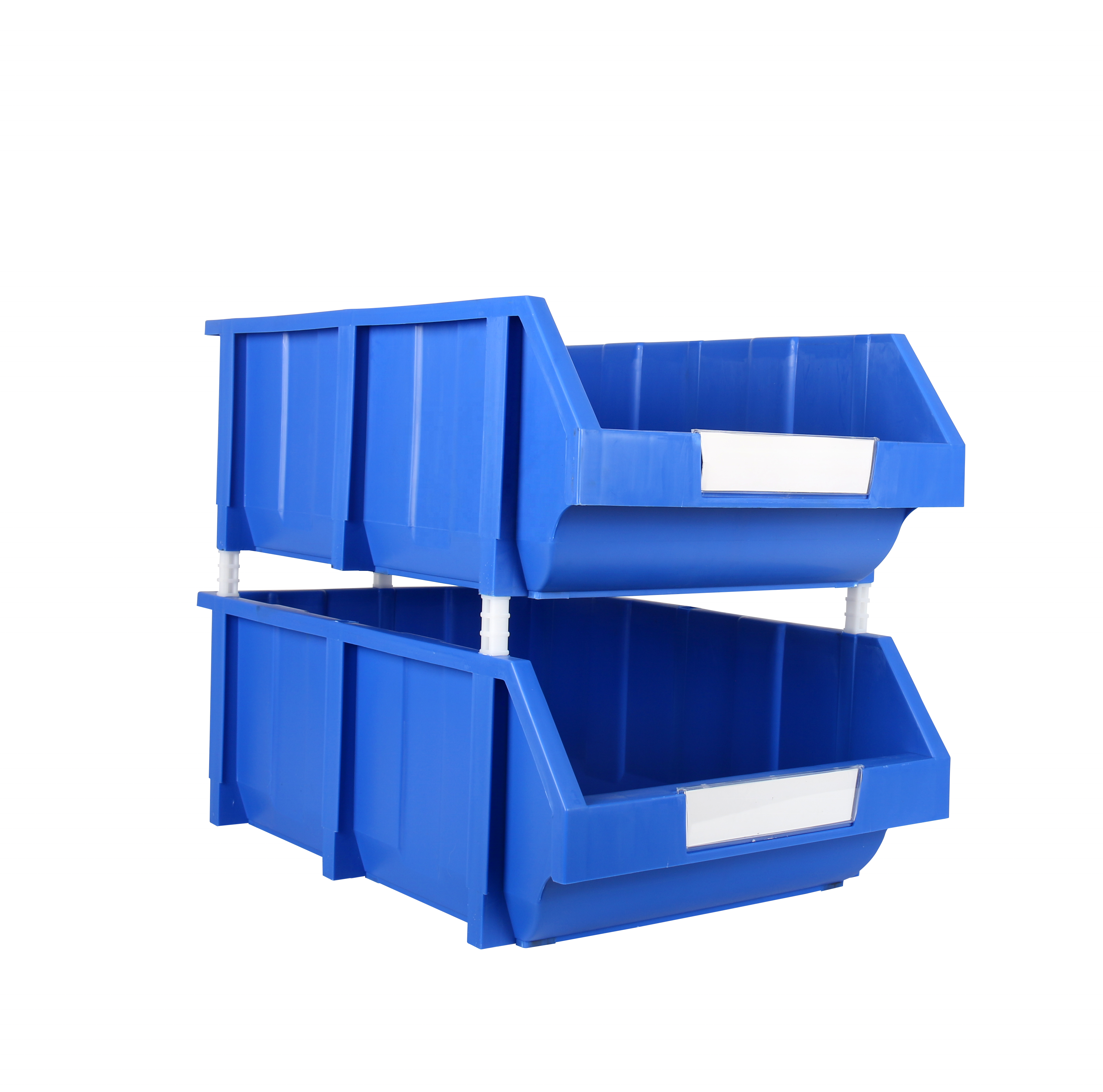 Plastic stackable bins storage and picking warehouse