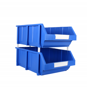 Plastic stackable bins storage and picking warehouse