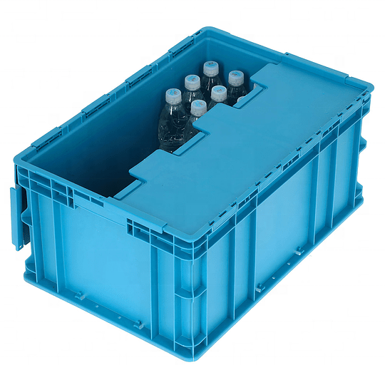 52L big loading EU type industrial plastic vertical storage box with hinged lid