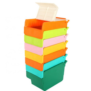 Warehouse Small Parts Tools Storage Picking Plastic Stackable Industrial storage bin with dividers for Racking and Shelf