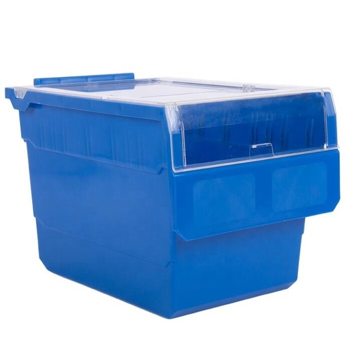 Warehouse Small Parts Tools Storage Picking Plastic Stackable Industrial storage bin with dividers for Racking and Shelf