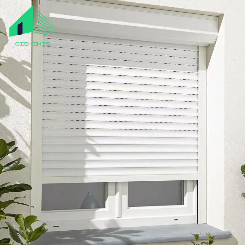 European standard roller shutter windows insulating manual door roller Aluminium Doors with privacy glass for transparency