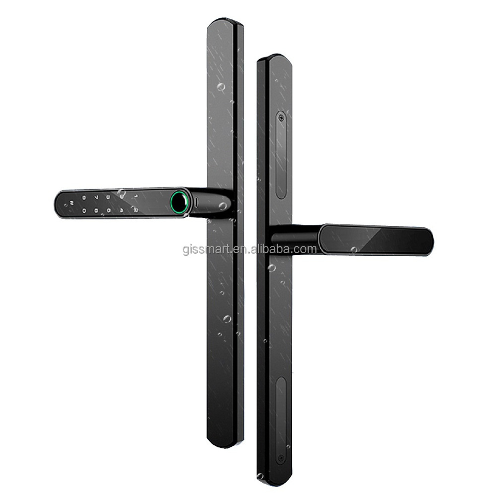 Hot Sale Super Slim Aluminum Biometric Tuya App Smart Door Lock Glass Door Fingerprint Tuya Electronic Lock for Swing Gate