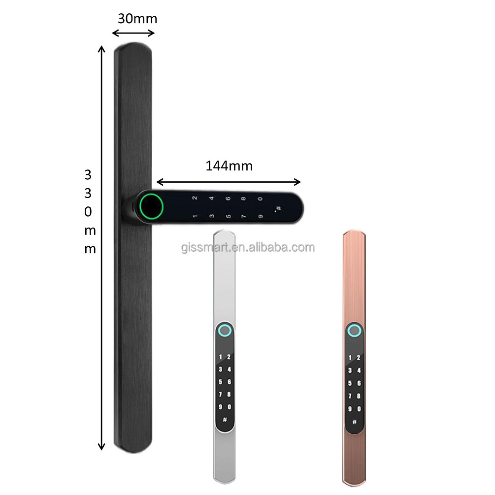 Hot Sale Super Slim Aluminum Biometric Tuya App Smart Door Lock Glass Door Fingerprint Tuya Electronic Lock for Swing Gate