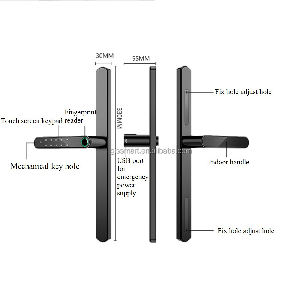 Hot Sale Super Slim Aluminum Biometric Tuya App Smart Door Lock Glass Door Fingerprint Tuya Electronic Lock for Swing Gate