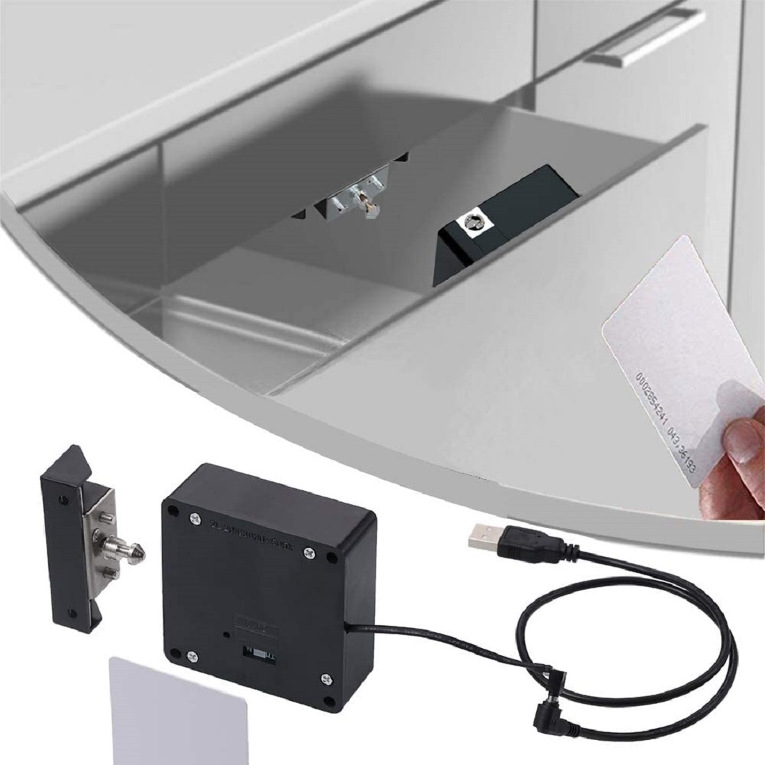 Factory Smart Card Locker Lock Invisible Rf Wristband Em Card Wardrobe Lock for Office Under Desk Hidden Rfid Drawer Smart Lock