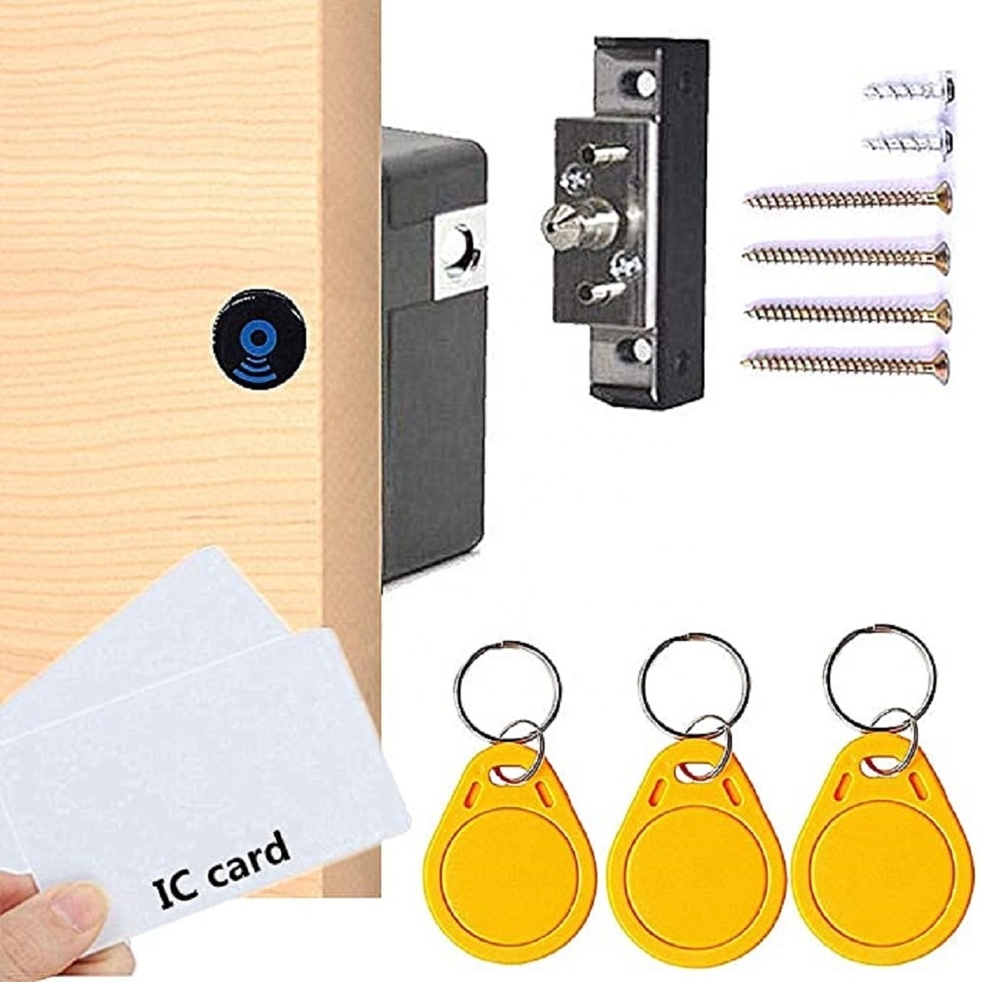 Rfid invisible electronic cabinet lock kit set hidden diy lock with usb cable for wooden cabinet drawer pantry locker rfid entry