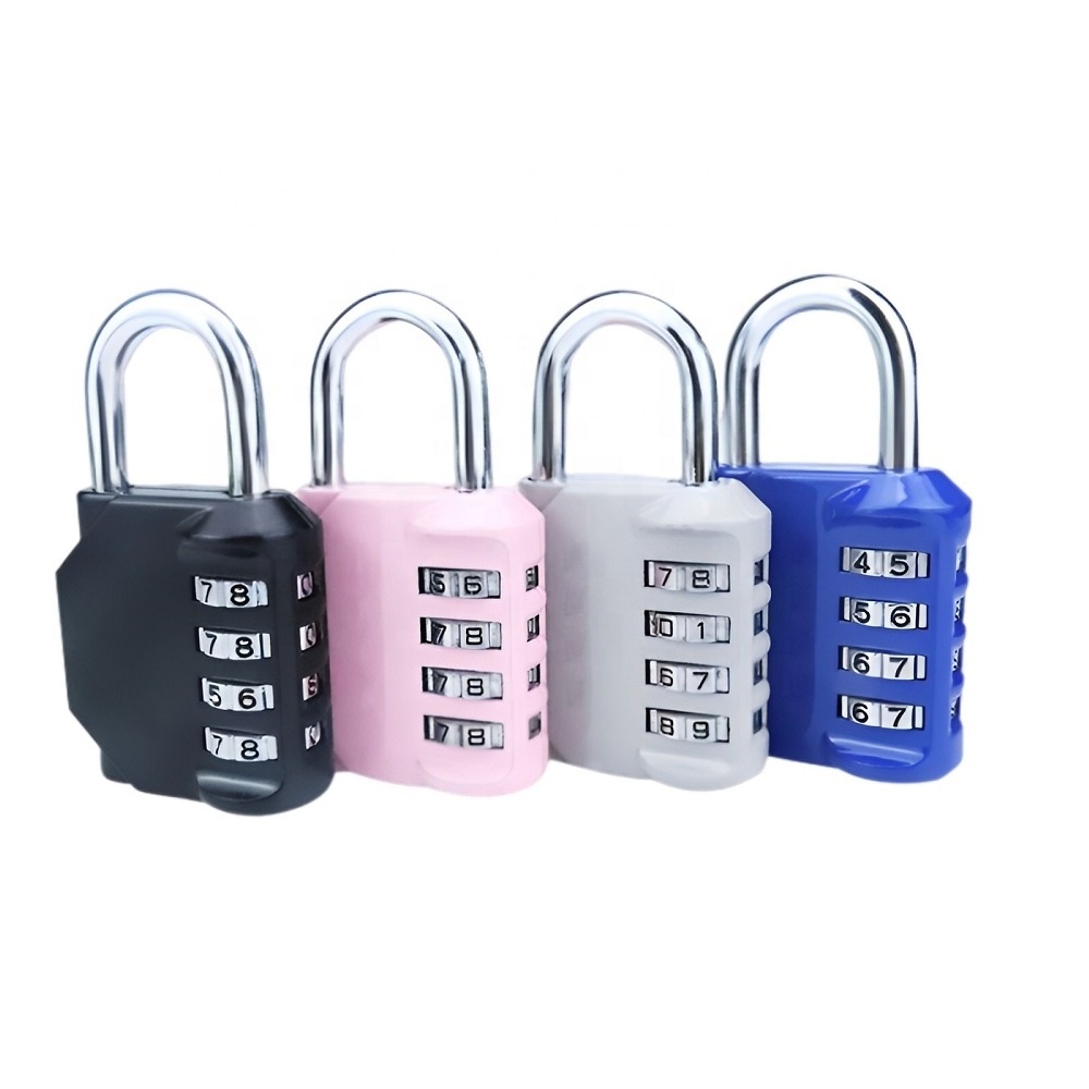 4 Number Resettable Password Padlock with Hardened Shackle Pad Luggage Lock for School Gym Locker Door Combination Lock 4 Digit