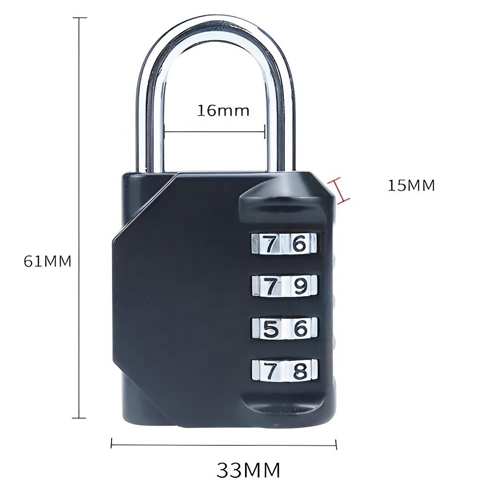 4 Number Resettable Password Padlock with Hardened Shackle Pad Luggage Lock for School Gym Locker Door Combination Lock 4 Digit