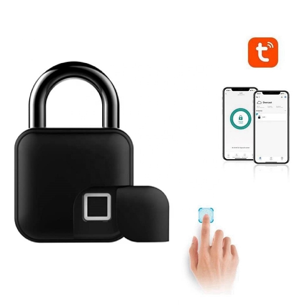 IP54 Waterproof Phone Fingerprint Pad Locks Usb Recharge Bluetooth Tuya Luggage Padlock Furniture Fingerprint Smart Cabinet Lock