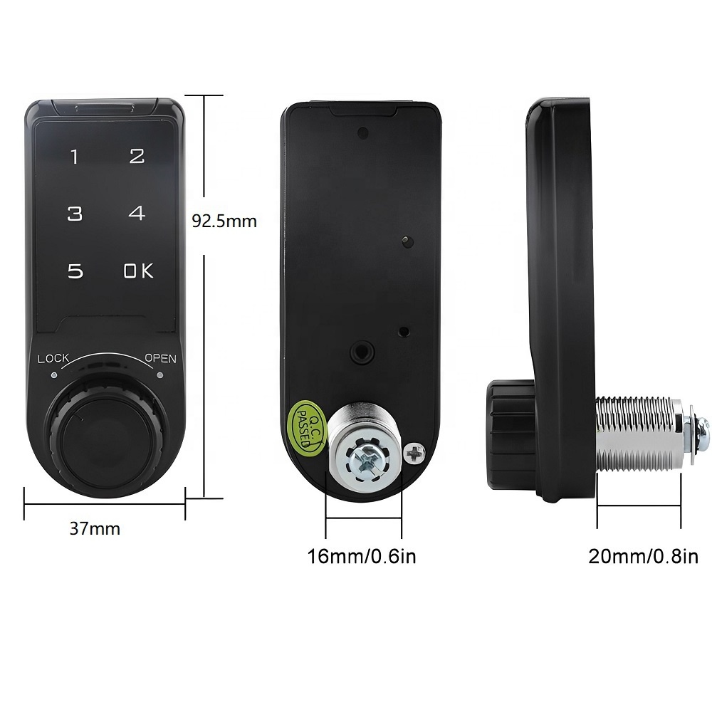 Mini 1 CR2032 Battery Durable Keyless Touch Keypad Password Key Access Gym Locker Lock 5 Digital Electronic Cabinet Lock