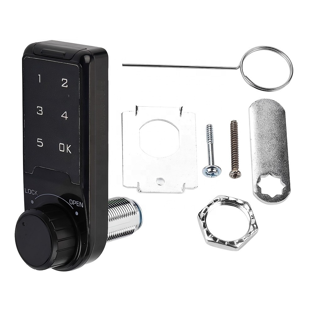 Mini 1 CR2032 Battery Durable Keyless Touch Keypad Password Key Access Gym Locker Lock 5 Digital Electronic Cabinet Lock