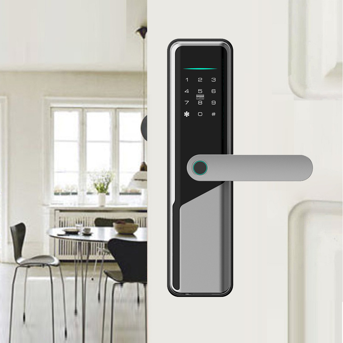 Factory tuya app keypad biometric front door lock keyless ttlock finger print password fingerprint smart lock door handle